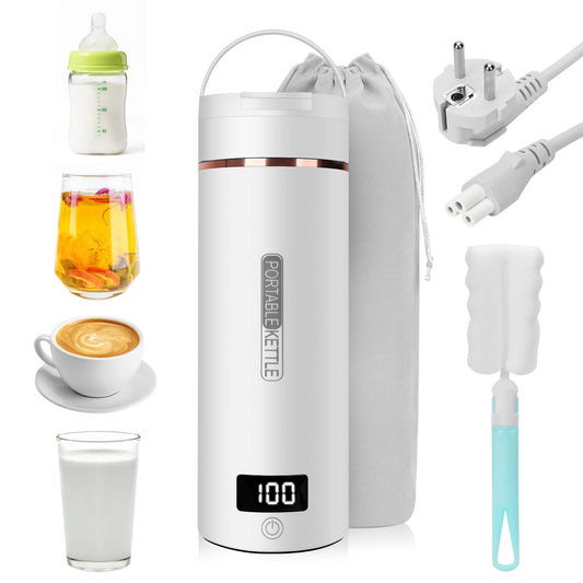 Mini Bouilloire Electrique de Voyage, 400ML Bouilloire Portable de Voyage Avec 6 Réglages de Température, chauffage automatiquement arrêté, avec Inoxydable 316 pour thé, café, lait de bébé