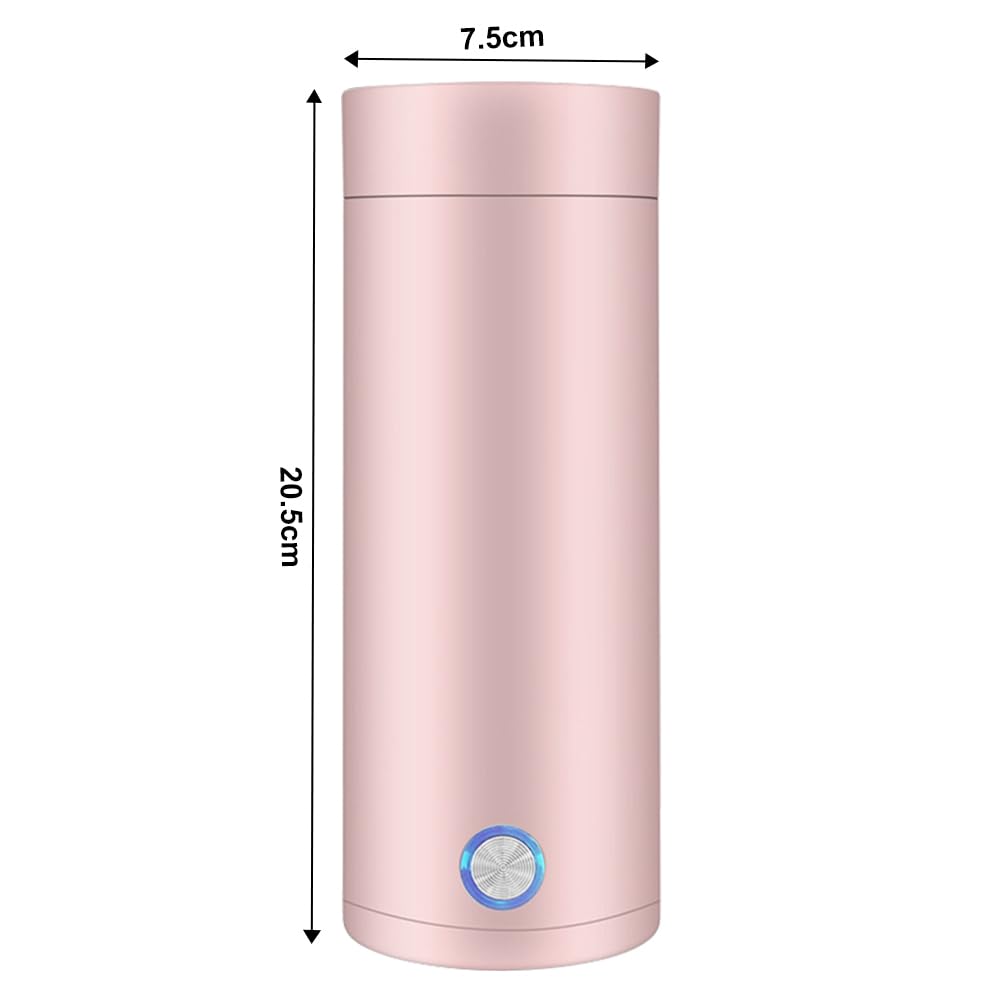 mizikuu Bouilloire électrique de Voyage, 3 en 1 Mini Bouilloire 400ml Bouilloire Portable de Voyage Acier Inoxydable 300W 5 Minutes de Cuisson Rapide Mug Chauffant pour Lait Café Thé, Rose
