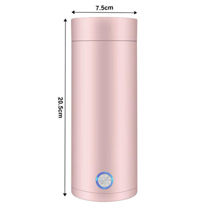mizikuu Bouilloire électrique de Voyage, 3 en 1 Mini Bouilloire 400ml Bouilloire Portable de Voyage Acier Inoxydable 300W 5 Minutes de Cuisson Rapide Mug Chauffant pour Lait Café Thé, Rose
