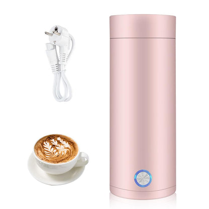 mizikuu Bouilloire électrique de Voyage, 3 en 1 Mini Bouilloire 400ml Bouilloire Portable de Voyage Acier Inoxydable 300W 5 Minutes de Cuisson Rapide Mug Chauffant pour Lait Café Thé, Rose