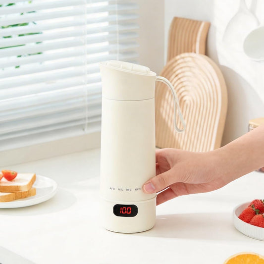 Wxeadu 4 in 1 Mini Bouilloire Electrique, 400ML Réglable Bouilloire de Voyage, 4 Témpérature Contrôle Tactile Petite Bouilloire Electrique, Chauffe Eau Portable pour Thé Lait Café Arrêt Automatique