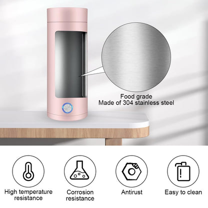 mizikuu Bouilloire électrique de Voyage, 3 en 1 Mini Bouilloire 400ml Bouilloire Portable de Voyage Acier Inoxydable 300W 5 Minutes de Cuisson Rapide Mug Chauffant pour Lait Café Thé, Rose