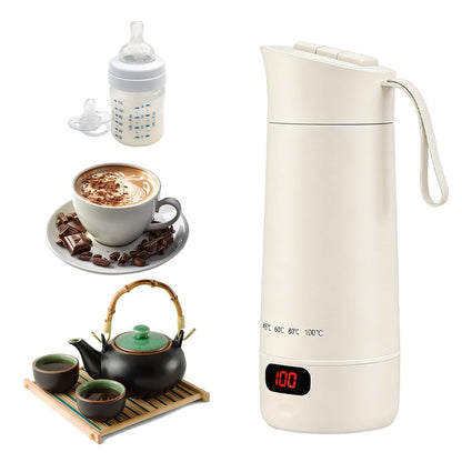 Wxeadu 4 in 1 Mini Bouilloire Electrique, 400ML Réglable Bouilloire de Voyage, 4 Témpérature Contrôle Tactile Petite Bouilloire Electrique, Chauffe Eau Portable pour Thé Lait Café Arrêt Automatique