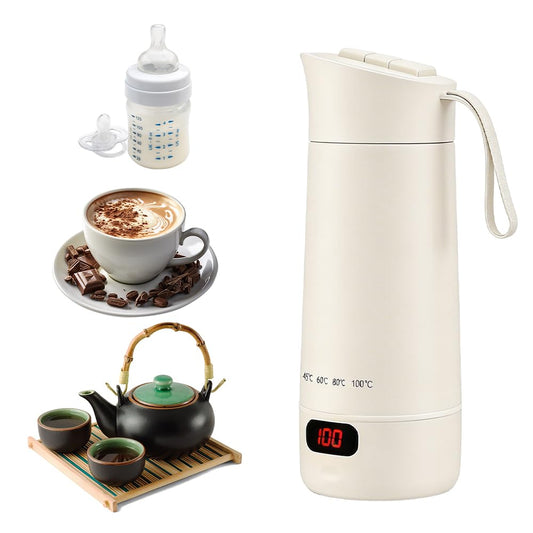 Wxeadu 4 in 1 Mini Bouilloire Electrique, 400ML Réglable Bouilloire de Voyage, 4 Témpérature Contrôle Tactile Petite Bouilloire Electrique, Chauffe Eau Portable pour Thé Lait Café Arrêt Automatique