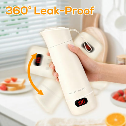 Wxeadu 4 in 1 Mini Bouilloire Electrique, 400ML Réglable Bouilloire de Voyage, 4 Témpérature Contrôle Tactile Petite Bouilloire Electrique, Chauffe Eau Portable pour Thé Lait Café Arrêt Automatique