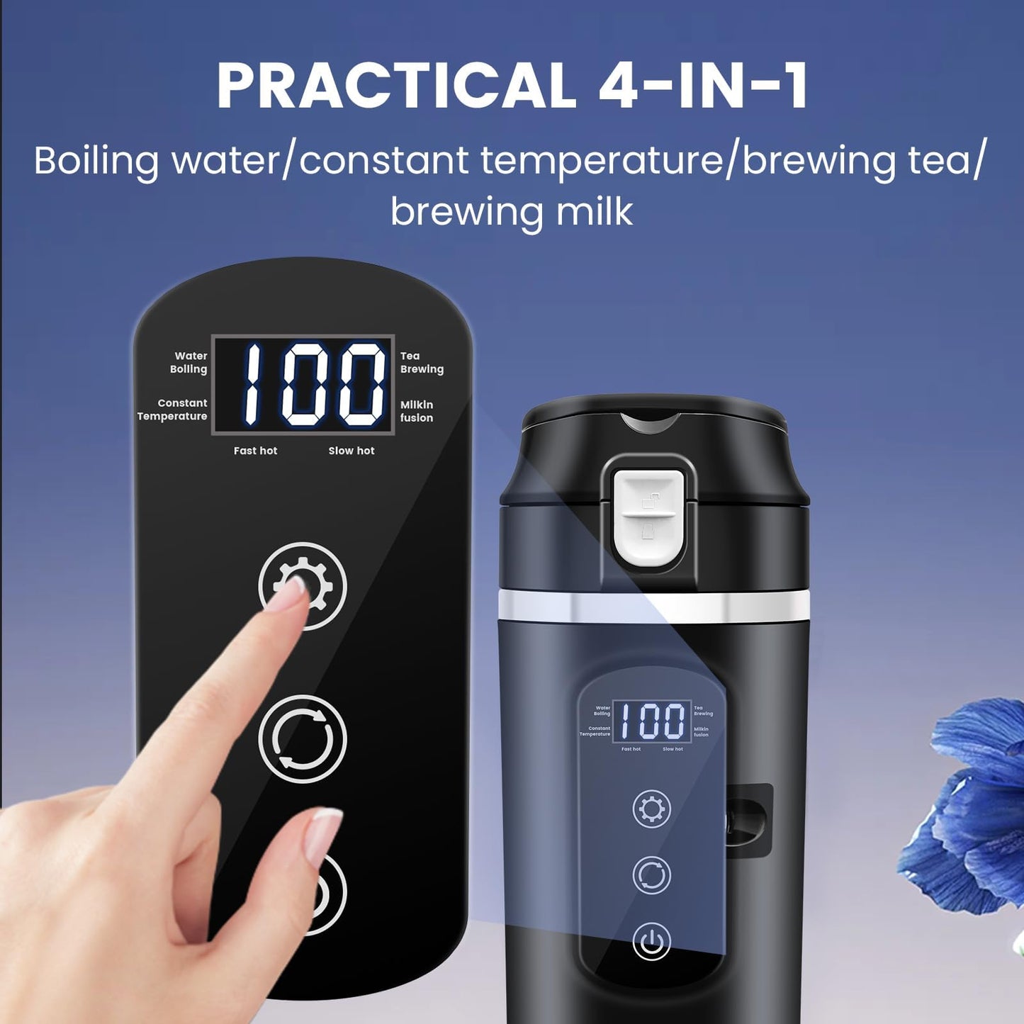 Bouilloire électrique de voyage DC 12 V/24 V, tasse chauffante de voiture de 400 ml avec couvercle anti-déversement, anti-fuite, doublure en acier inoxydable 304, tasse à café portable, tasse à thé
