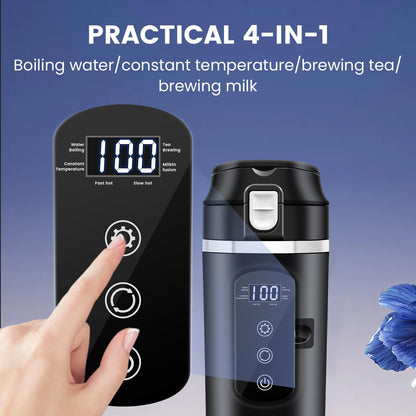 Bouilloire électrique de voyage DC 12 V/24 V, tasse chauffante de voiture de 400 ml avec couvercle anti-déversement, anti-fuite, doublure en acier inoxydable 304, tasse à café portable, tasse à thé