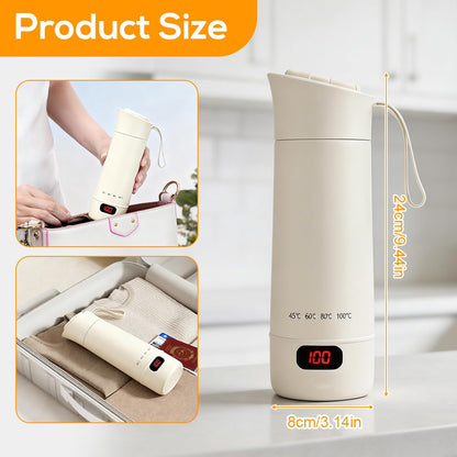 Wxeadu 4 in 1 Mini Bouilloire Electrique, 400ML Réglable Bouilloire de Voyage, 4 Témpérature Contrôle Tactile Petite Bouilloire Electrique, Chauffe Eau Portable pour Thé Lait Café Arrêt Automatique