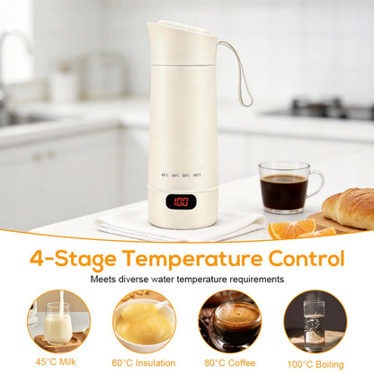 Wxeadu 4 in 1 Mini Bouilloire Electrique, 400ML Réglable Bouilloire de Voyage, 4 Témpérature Contrôle Tactile Petite Bouilloire Electrique, Chauffe Eau Portable pour Thé Lait Café Arrêt Automatique