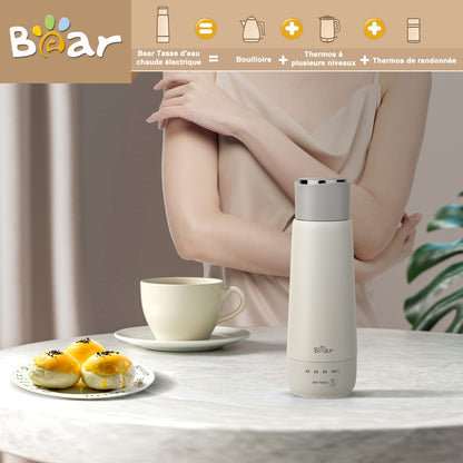 Bear 300ml Bouilloire Électrique À Quatre Températures, Portable À Un Seul Point De Contrôle Tactile, Tasse À Vide À Chauffage Rapide 3 En 1, Doublure Double En Acier Inoxydable 304