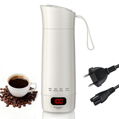 Mini Bouilloire électrique Portable 400 ML, 3 en 1 Bouilloire de Voyage avec 4 Niveaux de Réglage de la Température, Doublure en Acier Inoxydable 304, Protection Contre les Brûlures à Sec
