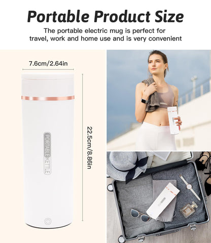 Nuxory 500ML Mini Bouilloire portable Electrique de Voyage, 6 Temperatures Bouilloire Electrique, Acier inoxydable 304 avec Brosses et sacs, Tasse de Chauffage Rapide pour Thé Lait Café Arrêt Automati