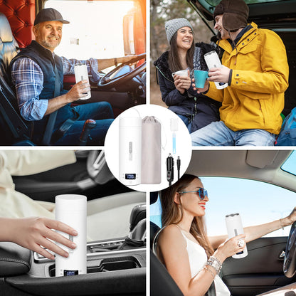 Dreamhigh® Bouilloire de Voyage, 500ml Mini Bouilloire Electrique, 96 W Petite Bouilloire Electrique, Chauffe Eau Portable pour Café, Lait, Thé Voiture (12V)